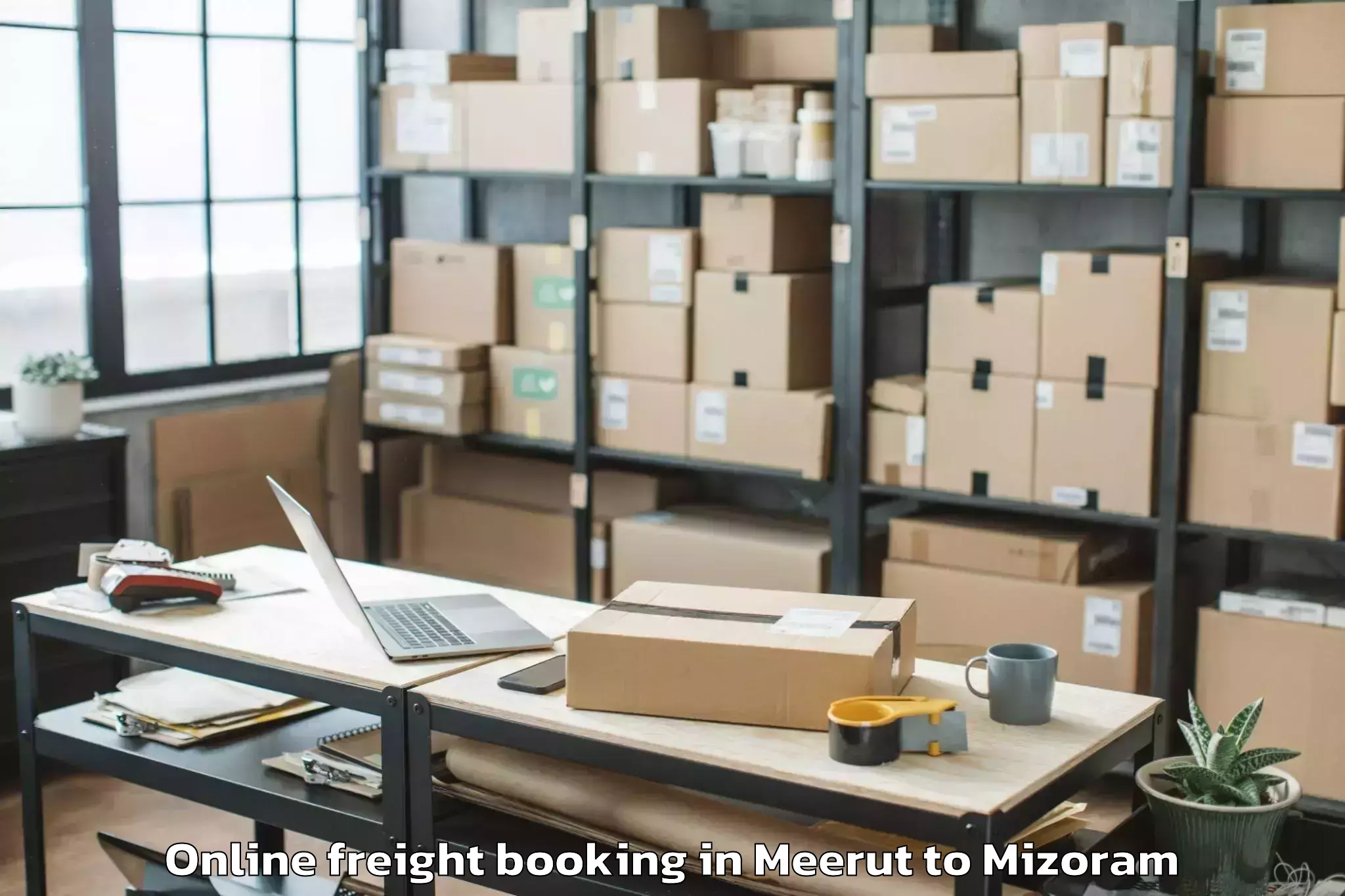 Quality Meerut to Chawngte Online Freight Booking